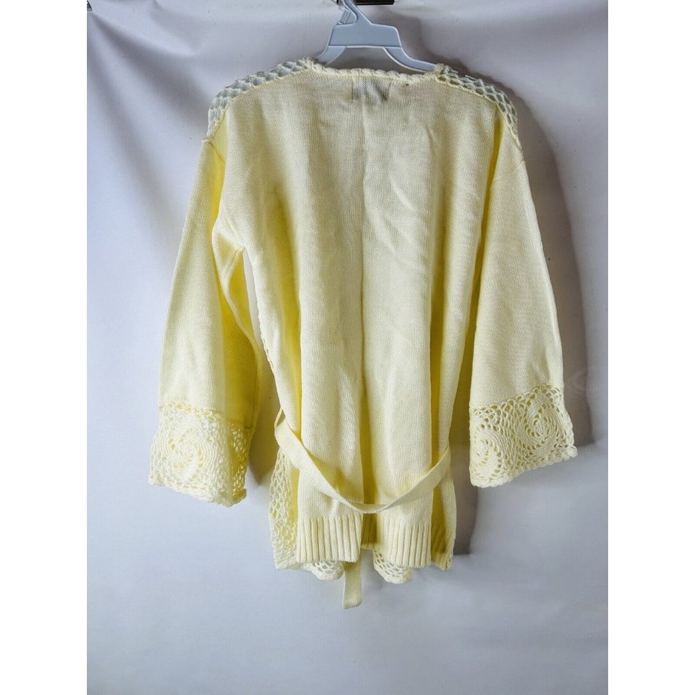 NOS VTG 70s Crochet Knit Wrap Belted Cardigan Sweater Hippy Y2K - Picture 7 of 7